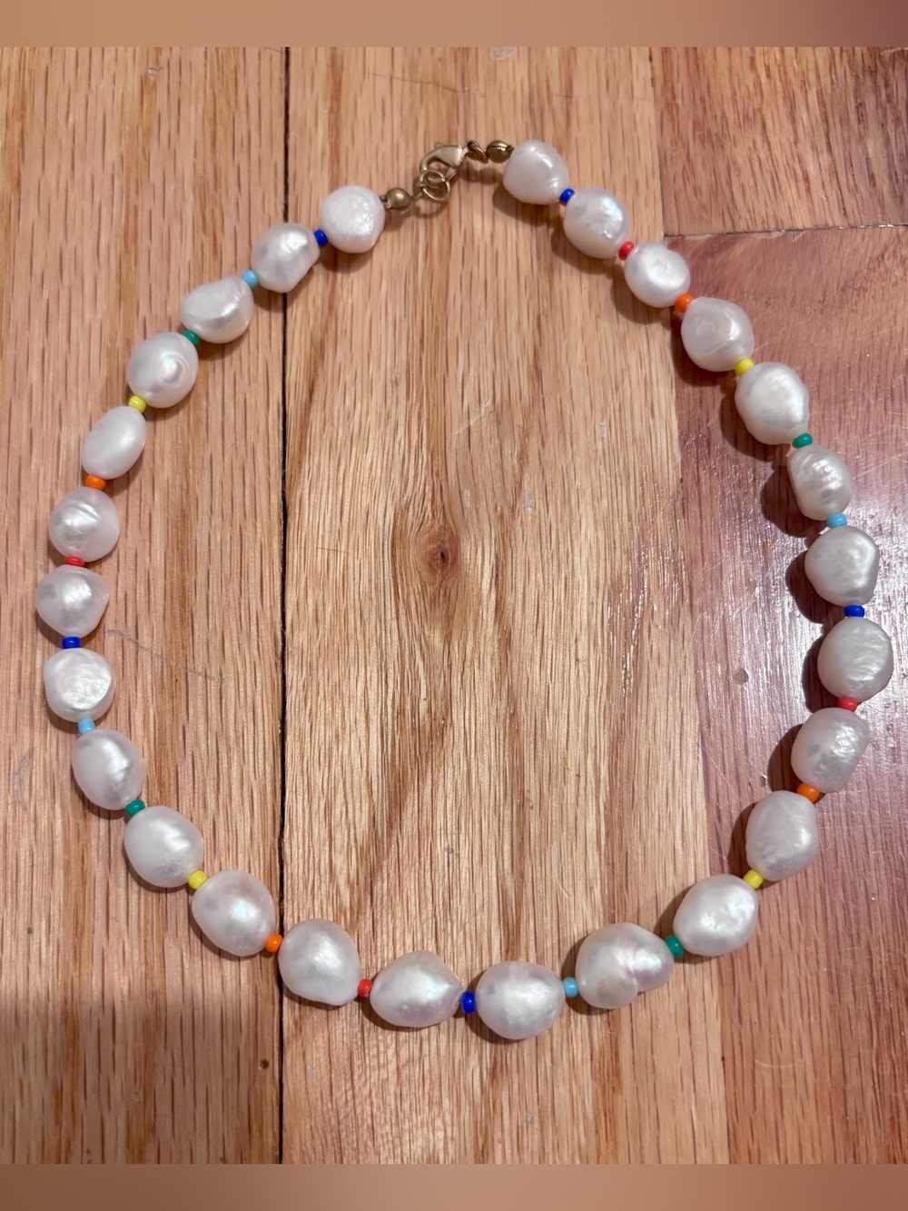 Cultured Pearl Necklace with Multicolor Accent Beads